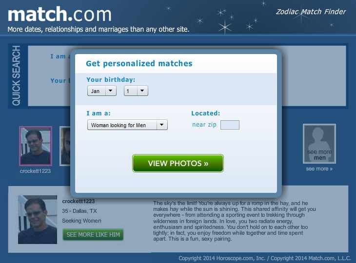 Match.com:  Get personalized matches
